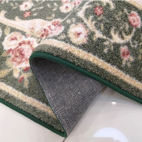 Zielony elegancki dywan w kwiaty Madson