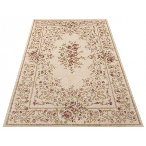 Kremowy prostokątny dywan w kwiaty Madson