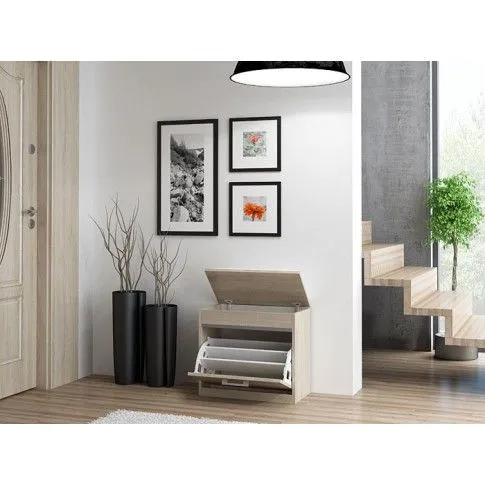 Szczegółowe zdjęcie nr 4 produktu Siedzisko z szafką na buty i schowkiem Cella 2X - dąb sonoma