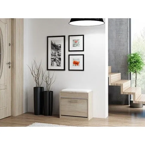 Zdjęcie szafka na buty z siedziskiem dąb sonoma Cella 2X | Edinos.pl