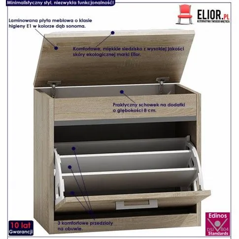 Fotografia Siedzisko z szafką na buty i schowkiem Cella 2X - dąb sonoma z kategorii Szafki