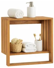 Drewniany wieszak ścienny do łazienki z półką - Altera w sklepie Edinos.pl