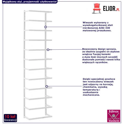 Infografika wieszak typu drabina 12 szczebli Metari 4X