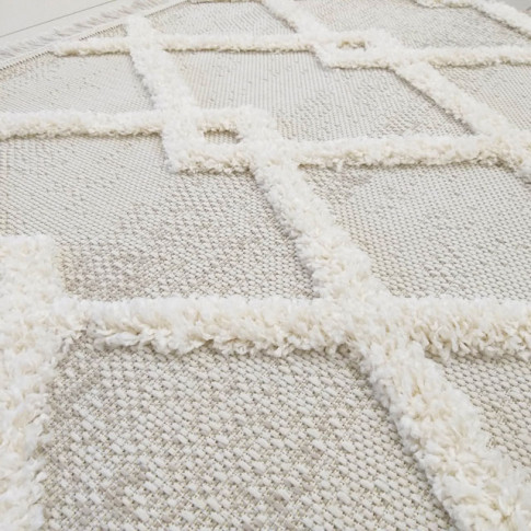 Prostokątny kremowy dywan do sypialni Perso