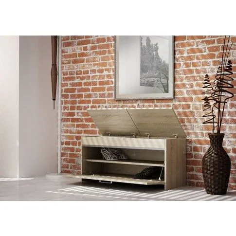 Szczegółowe zdjęcie nr 4 produktu Siedzisko z szafką na buty do przedpokoju Cella 3X - dąb sonoma