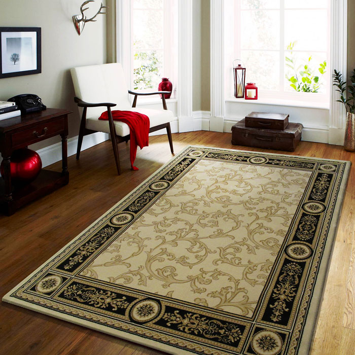 Kremowy prostokątny miękki dywan we wzory Nesso