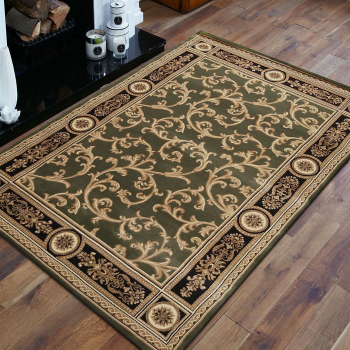 Zielony prostokątny miękki dywan we wzory Erso