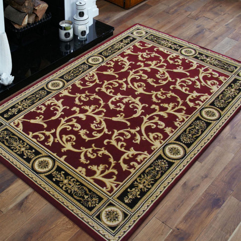 Czerwony prostokątny dywan we wzory Nesso