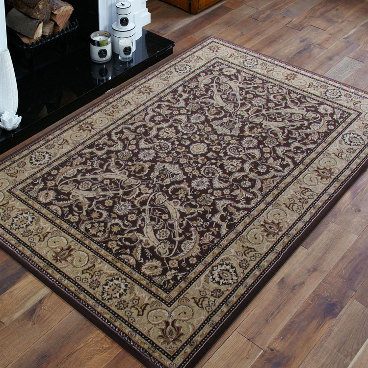Brązowy prostokątny dywan we wzory Rismo