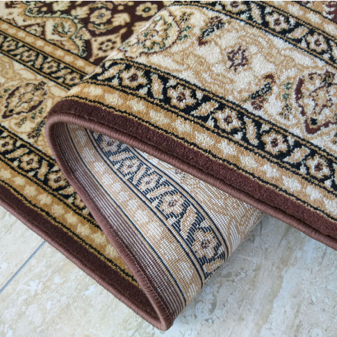 Brązowy prostokątny dywan we wzory Hamir