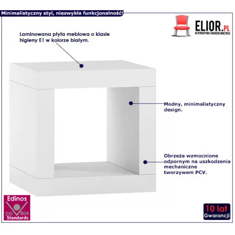 Fotografia Biała kwadratowa skandynawska półka Elvin 2X z kategorii Salon