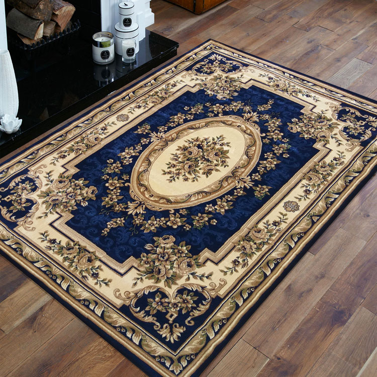 Granatowy klasyczny dywan w stylu retro Harviso