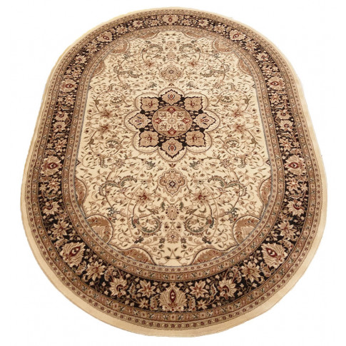 Kremowy owalny dywan w stylu retro Marhal