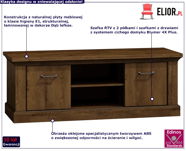 szafka RTV na telewizor dąb lefkas Metro 8X