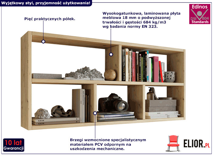 Minimalistyczna półka wisząca do salonu Ovenis