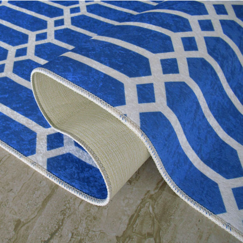 Prostokątny niebieski dekoracyjny dywan Bentis