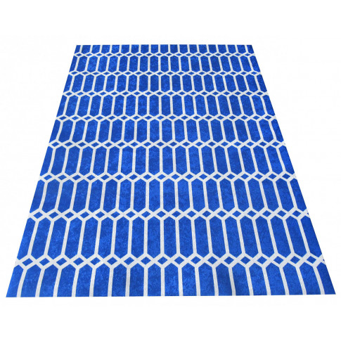 Niebieski nowoczesny dywan we wzory Bentis