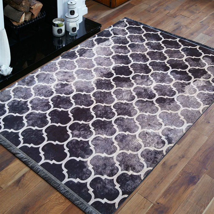 Czarny nowoczesny dywan we wzory Espelle