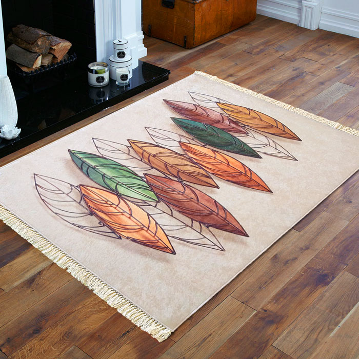 Beżowy prostokątny dywan we wzory Necter