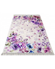 Szary dywan w fioletowe kwiaty - Rubiox w sklepie Edinos.pl