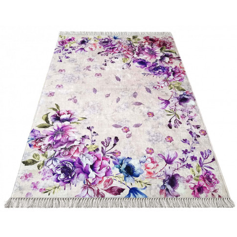 Nowoczesny dywan w fioletowe kwiaty Rubiox