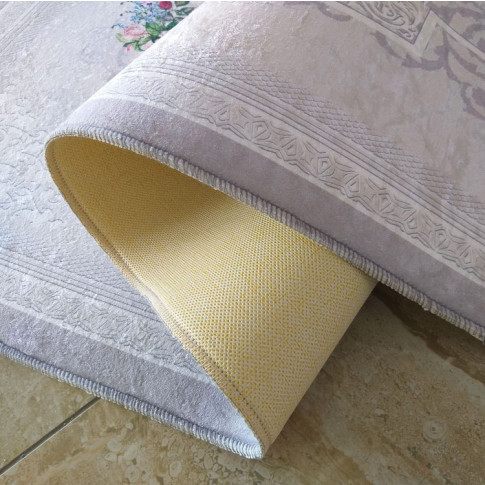 Beżowy nowoczesny dywan z frędzlami Kortino