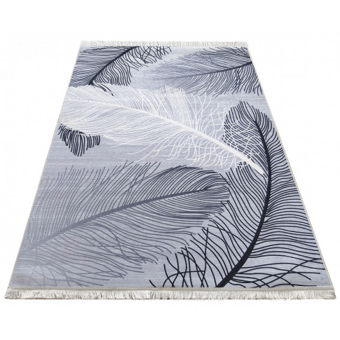Szary nowoczesny dywan w piórka Ruselos