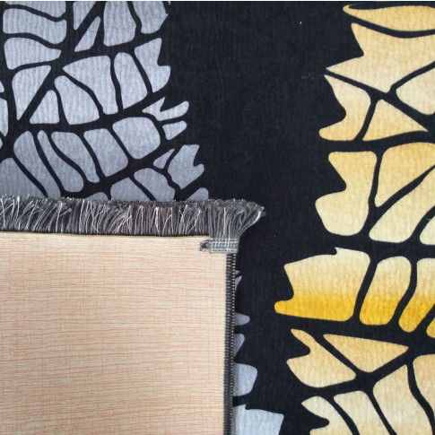 Prostokątny czarny dywan z liściem Lifis