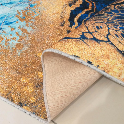 Niebieski nowoczesny marmurkowy dywan Barles