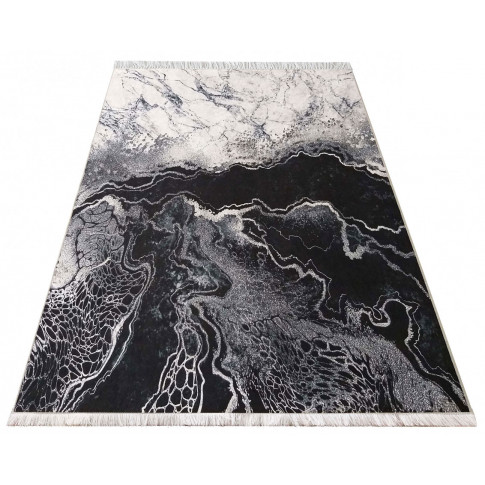 Szary prostokątny dywan z imitacją marmuru Barles