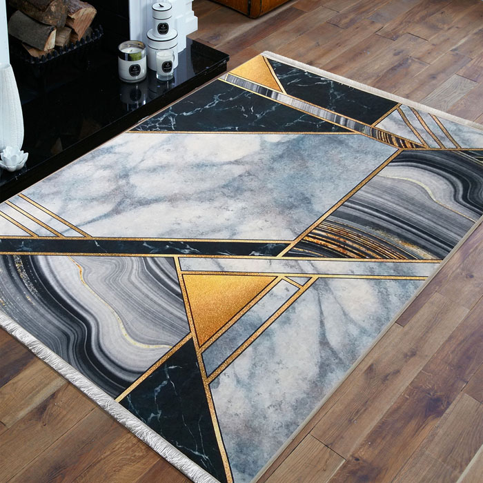 Szary nowoczesny dywan we wzory geometryczne Holiko 4X