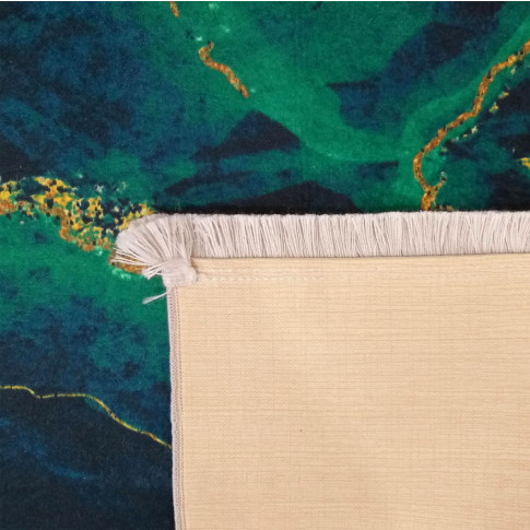 Zielony nowoczesny dywan imitujący marmur ze złotymi dodatkami Rubenso