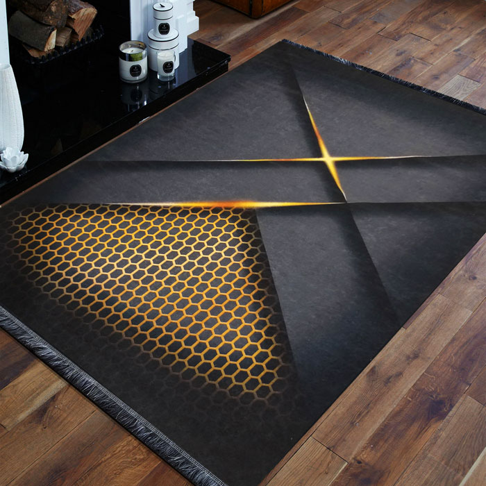 Czarny prostokątny dywan do salonu Rendez 3X