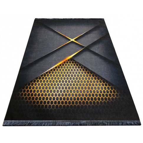 Czarny nowoczesny dywan zdobiony Rendez 3X