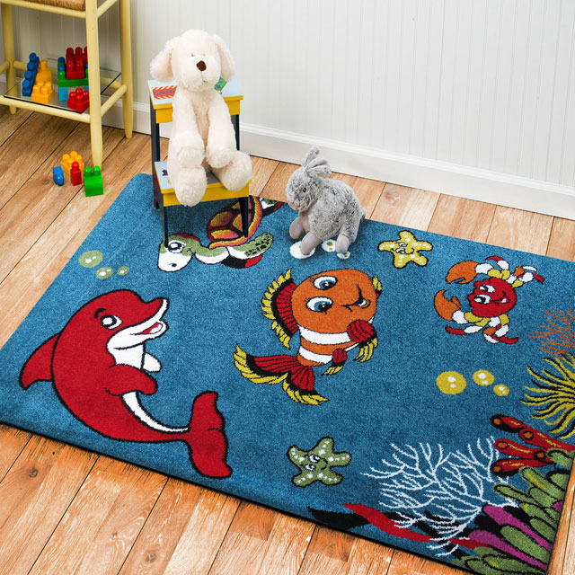 Prostokątny dywan do pokoju dziecięcego Timoti w rybki