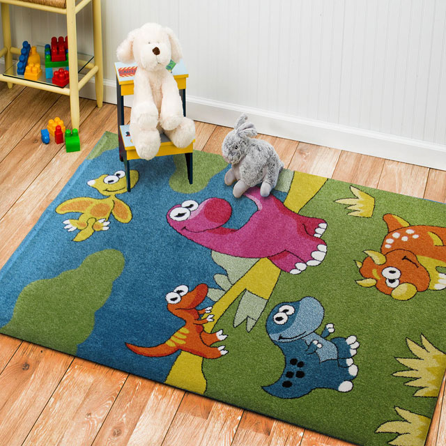Kolorowy miękki dywan do pokoju dziecka Timoti w dinozaury
