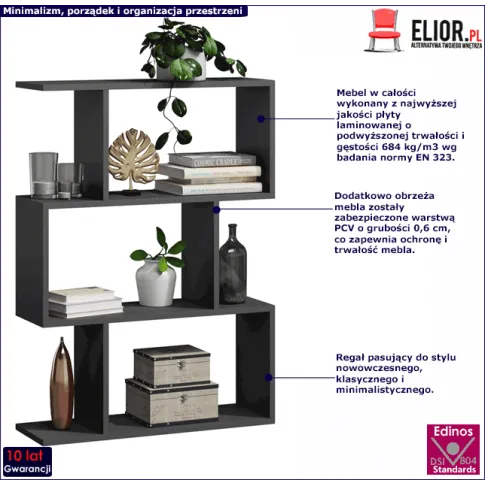 Czarny regał nowoczesny Aristo 2X info