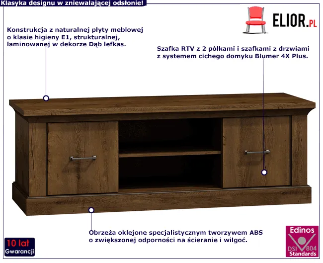 szafka RTV na telewizor dąb lefkas Metro 18X