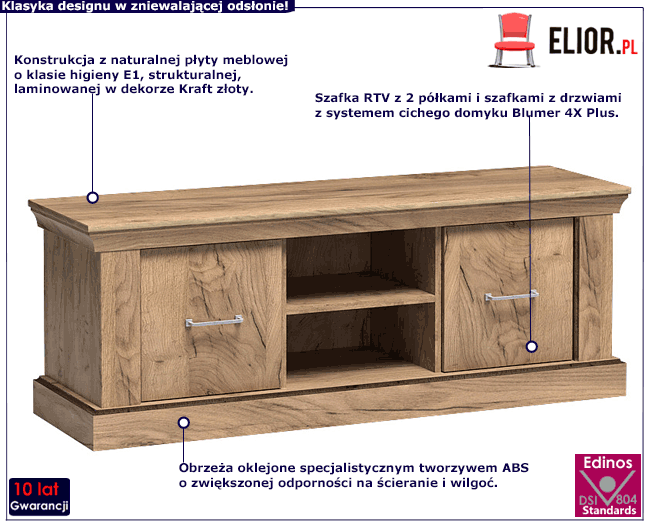 szafka RTV na telewizor kraft złoty Almira 8X