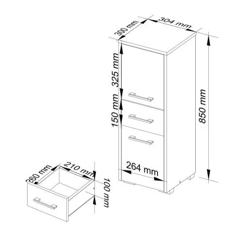 Wymiary regału  łazienkowego Riten 3X