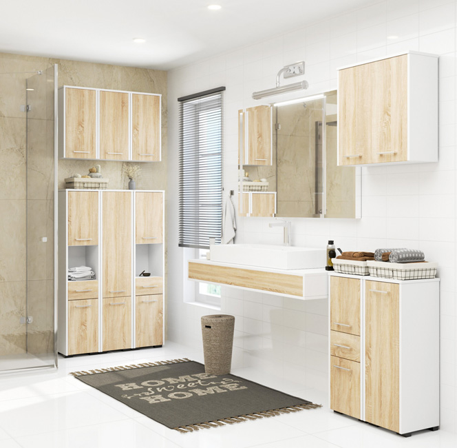 Skandynawski niski regał łazienkowy Riten 3X