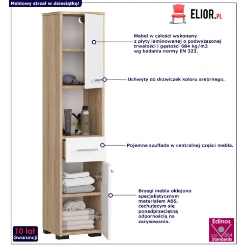 Skandynawski regał łazienkowy zamykany Orrero 3X