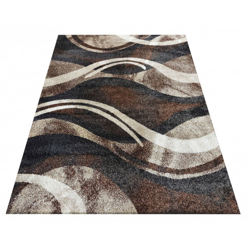 Brązowy prostokątny dywan z wzorami Dravi