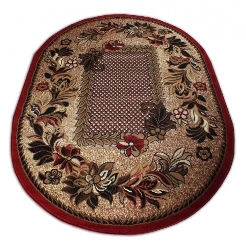 Czerwono-brązowy owalny dywan do salonu Malkon