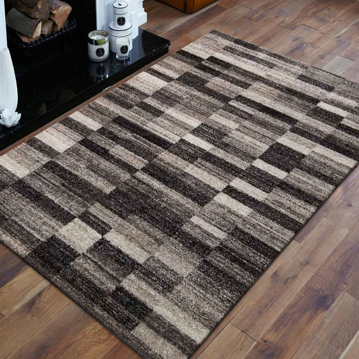 Szary prostokątny miękki dywan we wzory Sengalo 6X