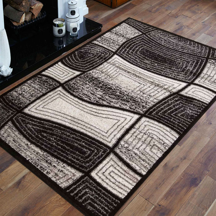 Brązowy nowoczesny dywan we wzory Mantor
