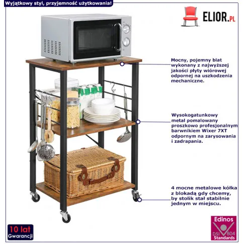 Industrialny mobilny stolik do kuchni Bifa