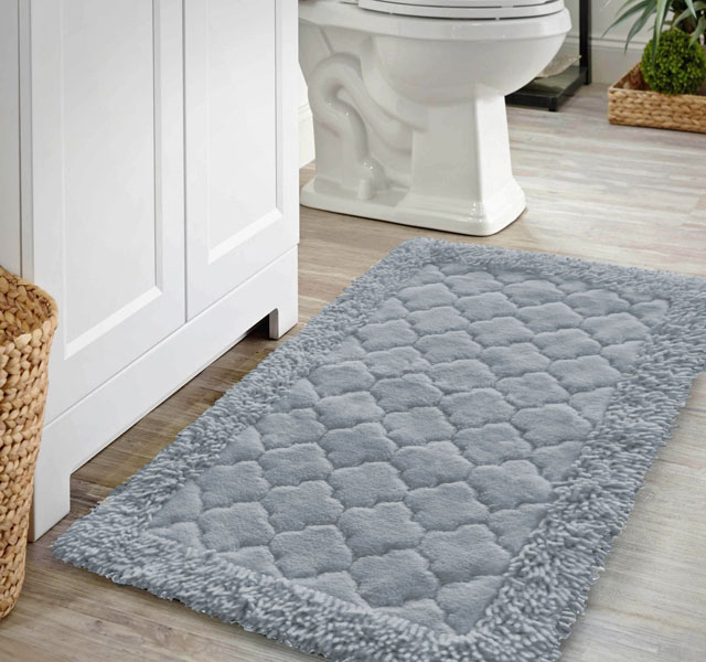 Szare tłoczone bawełniane chodniczki łazienkowe Alot