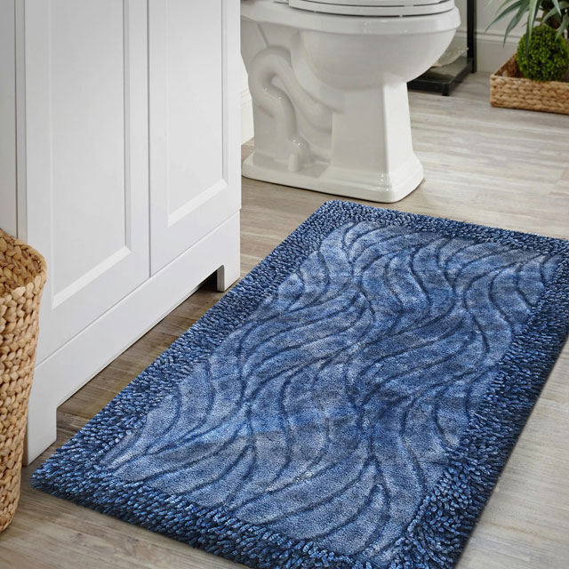 Granatowe dywaniki łazienkowe bawełniane Heris