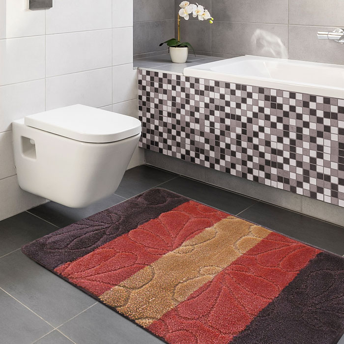 Brązowy nowoczesny zestaw miękkich dywaników do łazienki Visto